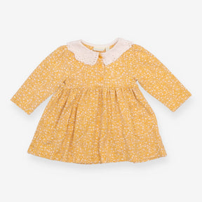 Collar Dress Yellow with Floral pattern