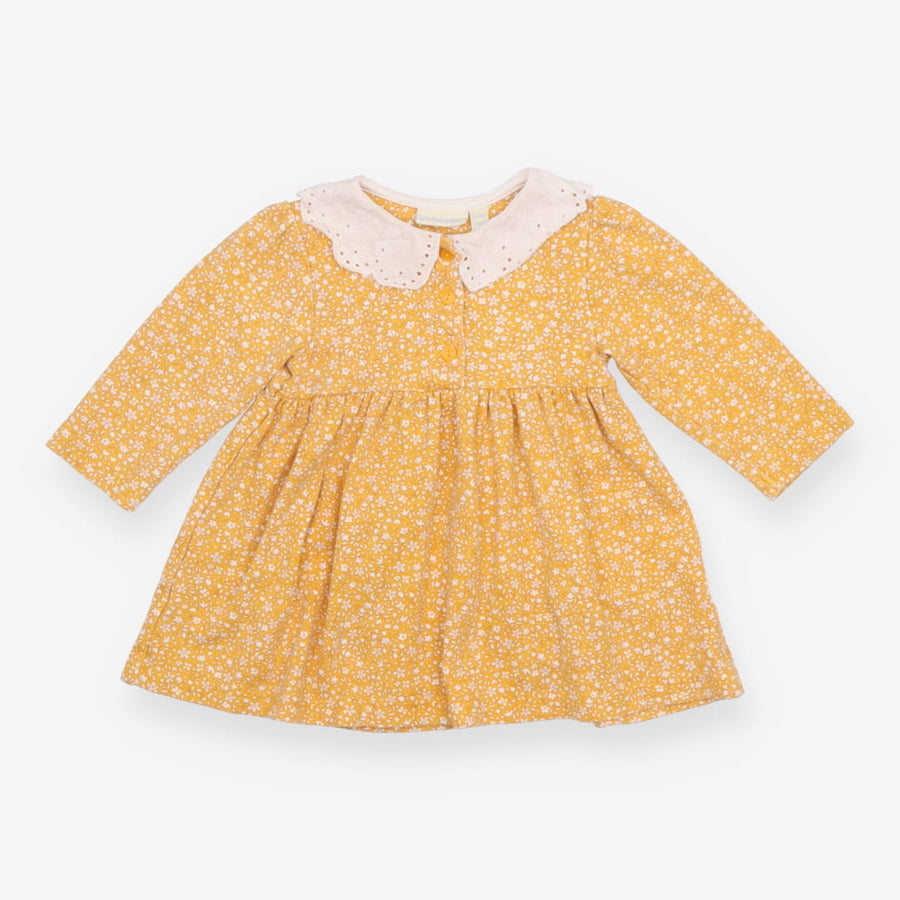Collar Dress Yellow with Floral pattern