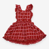 Pinafore red check hearts