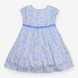 Woven dress Ditsy Blue with Chicks and Blue Bow