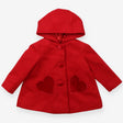 Coat red with hood and heart pockets