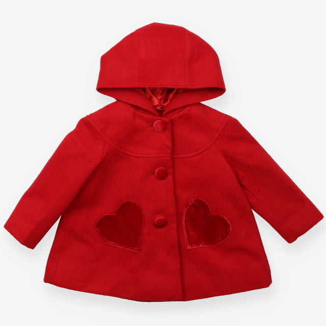 Coat red with hood and heart pockets