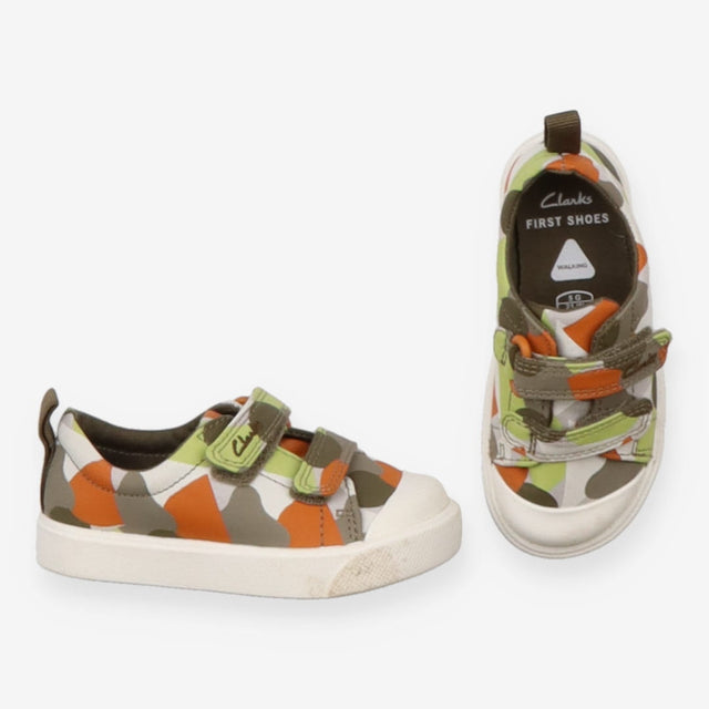 Trainers Velcro Green and Orange Camo