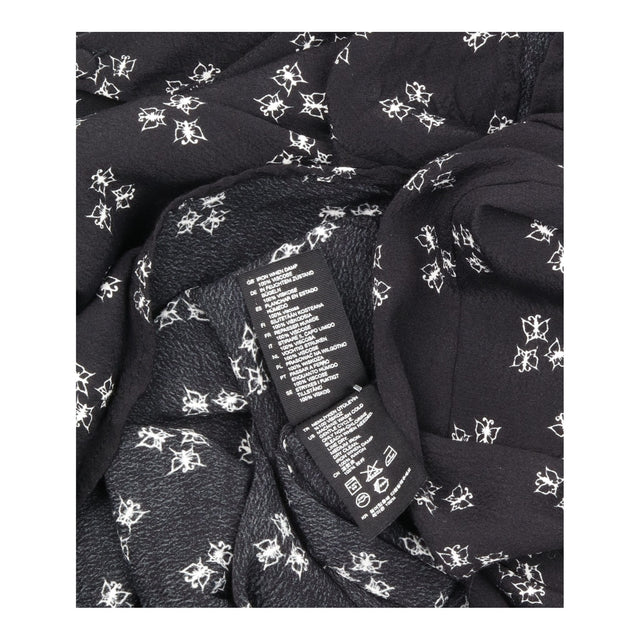 Black White Butterfly Print Long Sleeve Viscose Sh