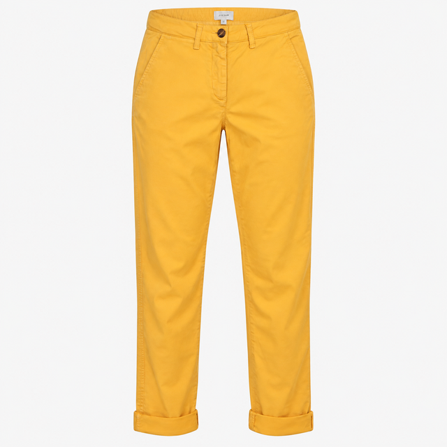 Cotton Stretch Chino Trousers Ochre Mustard Yellow
