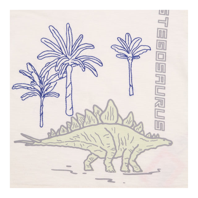 T-Shirt White Stegosaurus Applique