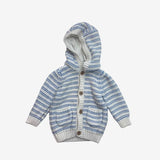 Blue and White Stripe Knit Cardigan