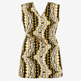 Black Yellow White Abstract Print Dress