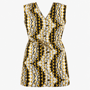 Black Yellow White Abstract Print Dress