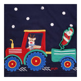 Sweater Navy Reindeer Driving Santa Tractor