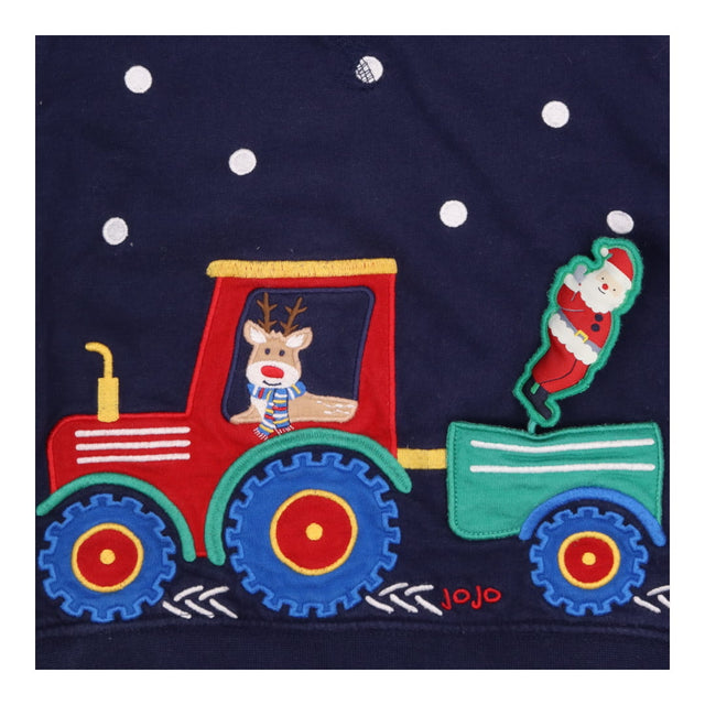 Sweater Navy Reindeer Driving Santa Tractor
