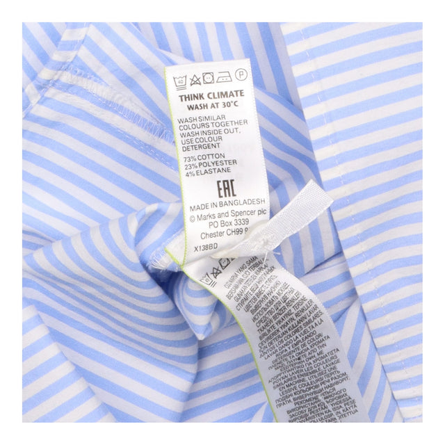 Shirt Light Blue White Stripe 3 4 Sleeve Button Do