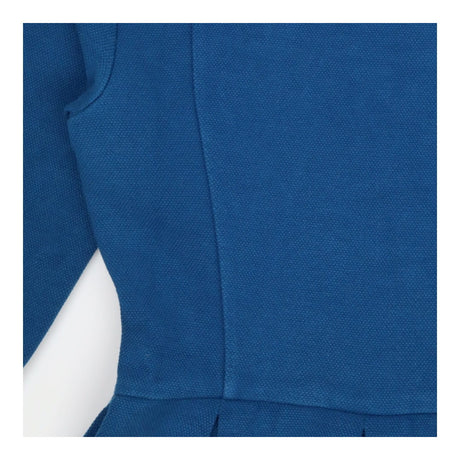 Pleated knit fit and flare dress blue