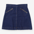 Dark Rinse Denim Skirt Brass Zip Pocket A‑Line