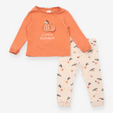Outfit T-shirt long sleeved orange pumpkin and leg