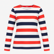 Top Striped Red Navy White Cotton Long Sleeve