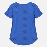 Top Polka Dot Short Sleeve Viscose Blouse Blue spo