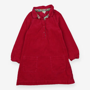 Woven Dress Pink Cord - Collared