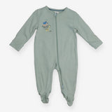 Sleepsuit green zip giraffe