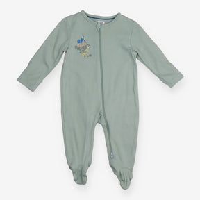 Sleepsuit green zip giraffe