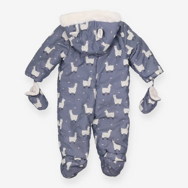 Grey Llama pramsuit fur lined