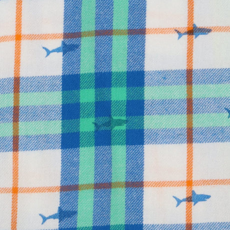Green and Blue Plaid Shark Shirt
