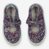 Navy flower canvas shoes