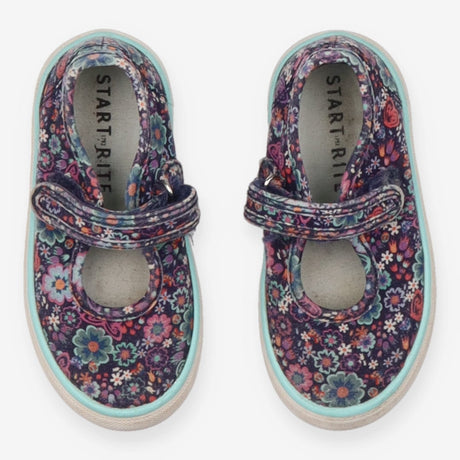 Navy flower canvas shoes
