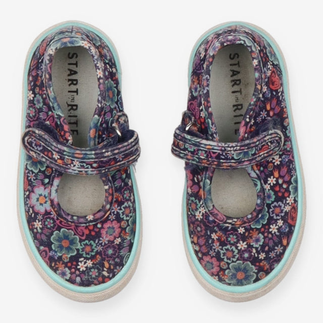 Navy flower canvas shoes