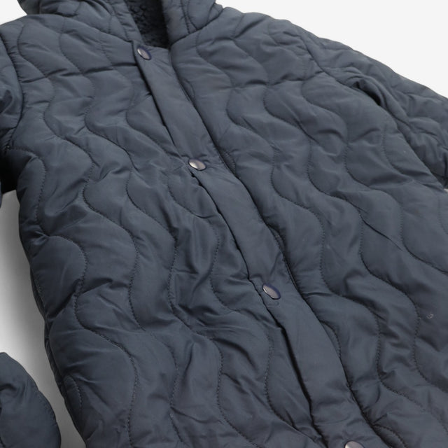 Pramsuit navy fleece lined with mittens
