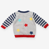 Sweater knit grey stripe sleeves vehicles
