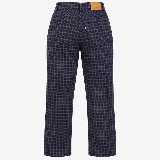 Trousers Plaid Straight Leg High Rise