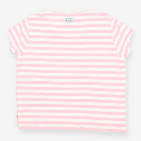 Organic Cotton Pink Stripe T‑Shirt – Open Neck