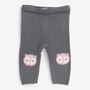 Leggings grey knit owls knee