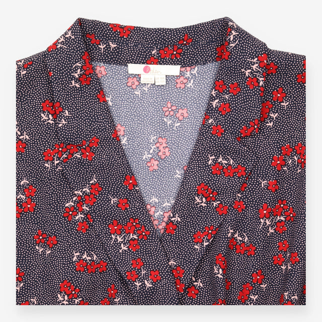 Jumpsuit Floral Polka Dot Short Sleeve Navy Belted