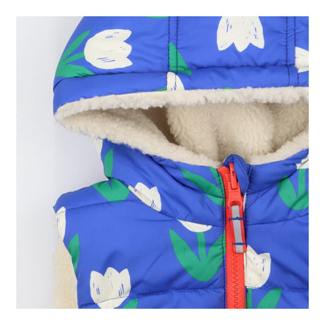 Gilet Reversible Blue Tulips Fleece Lined