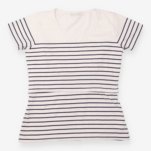 Nursing Top Cream Navy Breton Stripe Layered Short