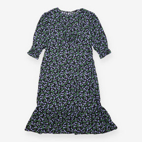  Black Purple Berry Print Midi Dress