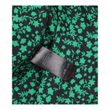 Dress Black Green Floral Print Tie Waist Roll-Up S
