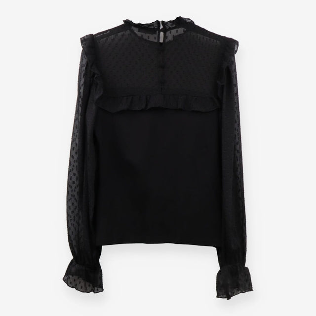 Polka Dot Sheer Blouse Spot Print Tie Neck Shirt