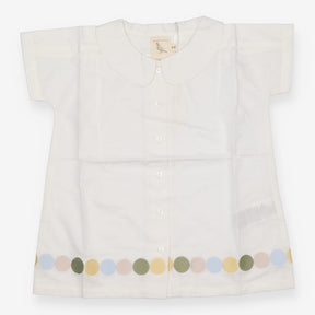 Blouse white peter pan collar spots on hem