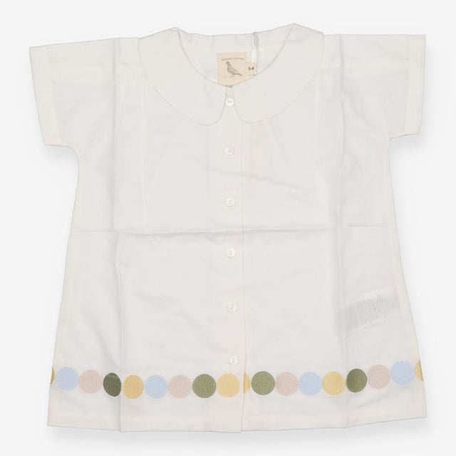 Blouse white peter pan collar spots on hem