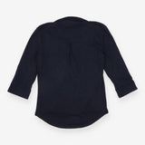 Top Navy Blue 3/4 Sleeve Henley Shirt