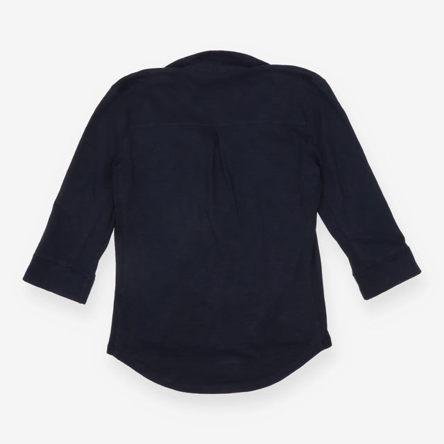 Top Navy Blue 3/4 Sleeve Henley Shirt