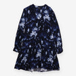 Smock Dress Navy Blue Tie Dye Long Sleeve Ruffle H