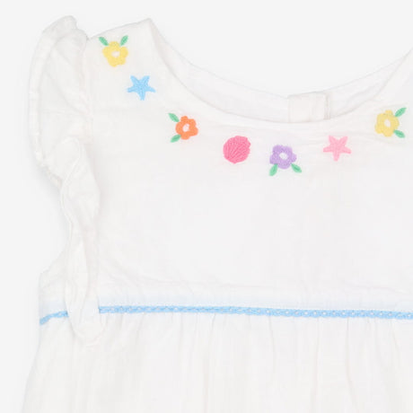 Tunic White Frill Flowers and Seashells