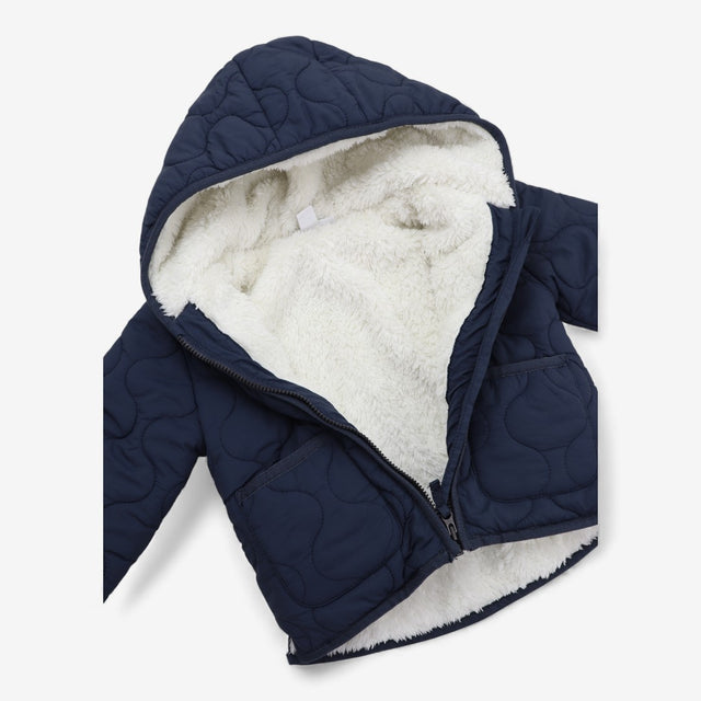 Coat Navy Quilted with Cream Sherpa Lining