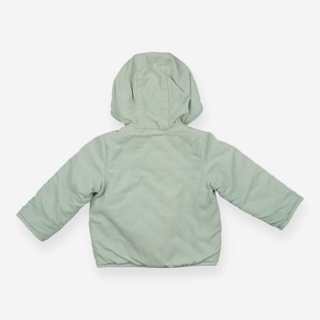 Coat green cord autumn lining fur hood