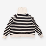 Sweater Black Cream Stripe Half Zip Oversized Coll