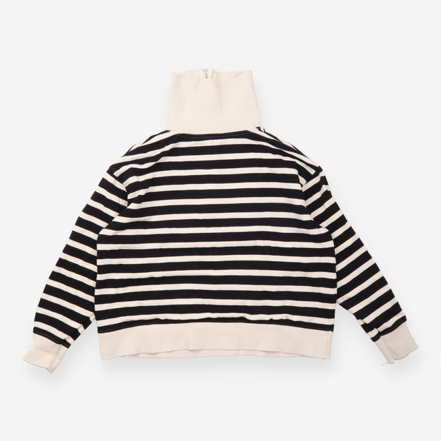 Sweater Black Cream Stripe Half Zip Oversized Coll